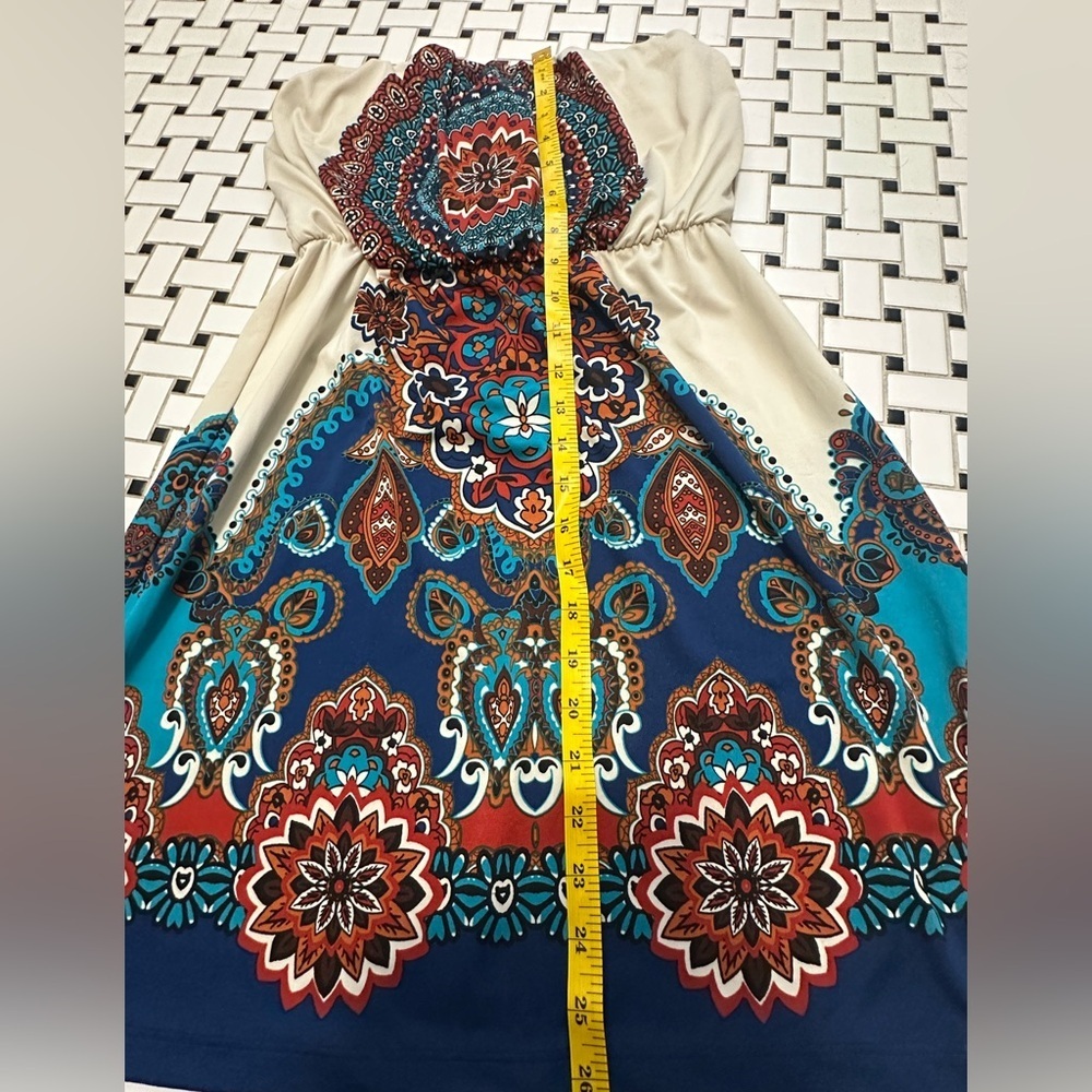 BONGO Blue Strapless Sundress Resort Wear - Picture 5 of 6